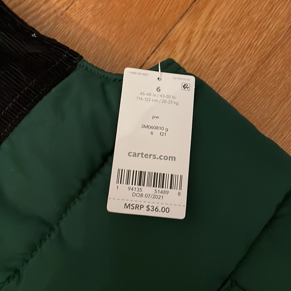 NWT Carters Puffer Vest Boys Sz 6 - Picture 4 of 4